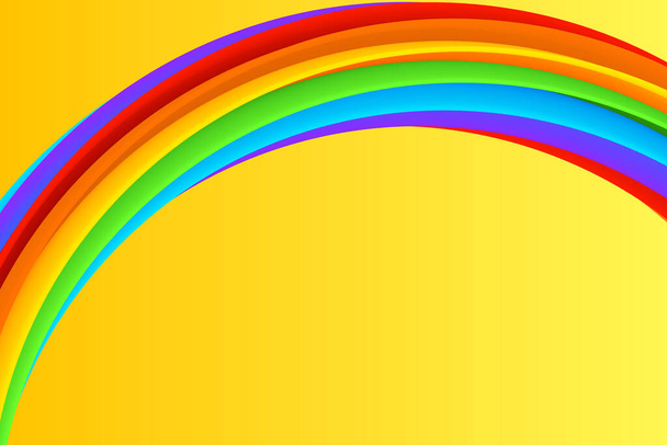 Bright 3D rainbow background, summer poster template. Colorful joyful summer invitation banner design. LGBT rainbow vector illustration. - Vector, Image