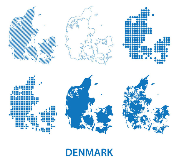 Map of Denmark - набір силуетів різних візерунків. - Вектор, зображення