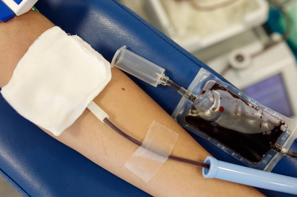 blood sampling in the laboratory, donation, dressing, - Zdjęcie, obraz