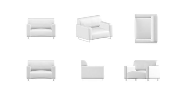 Sofá mockup isolado no fundo branco - renderização 3d - Foto, Imagem