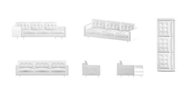 Sofa mockup geïsoleerd op witte achtergrond - 3d render - Foto, afbeelding