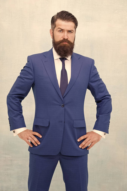 He is The Best. Professional occupation and career. Business professional. Dressing professionally. Keep professional look up. Professional man in blue suit. Mature employee wear formal suit - Fotoğraf, Görsel
