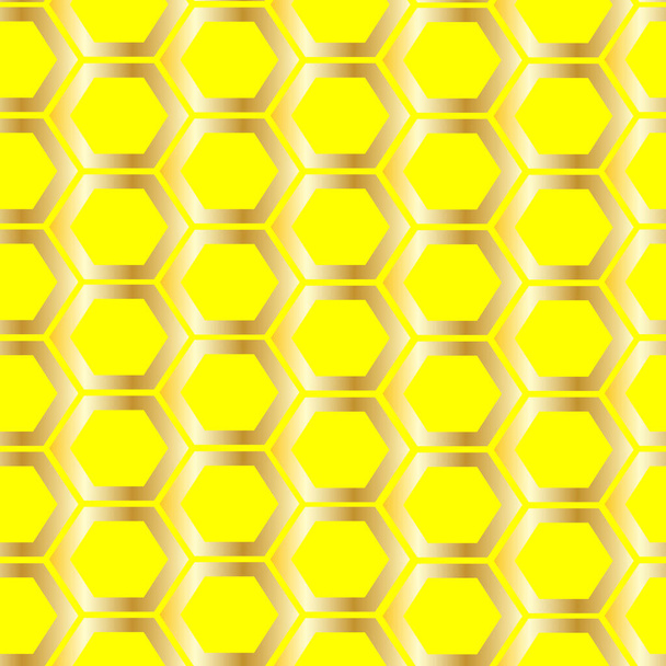 Seamless pattern, vector. Golden honeycomb, background. - Wektor, obraz