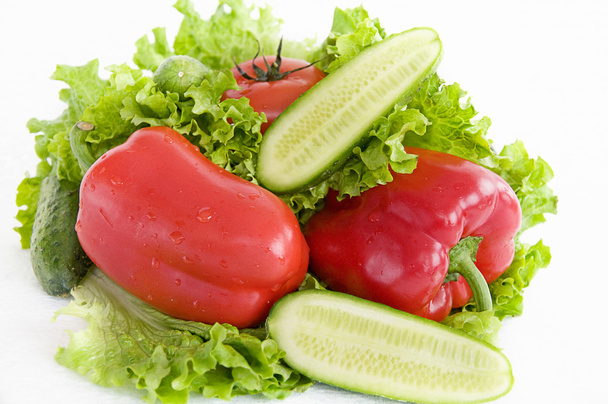 Pepper lettuce tomato cucumber - 写真・画像