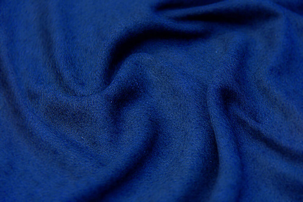 Blue fabric texture background, wavy fabric soft blue color, luxury satin or silk cloth texture. - Фото, зображення