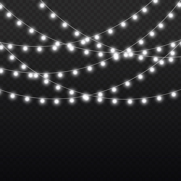 Luzes de néon LED branco decoração grinalda de Natal - Vetor, Imagem