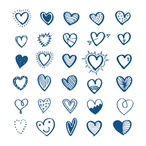 Handgefertigte Vektor-Herzen in verschiedenen Stilen - Vektor, Bild