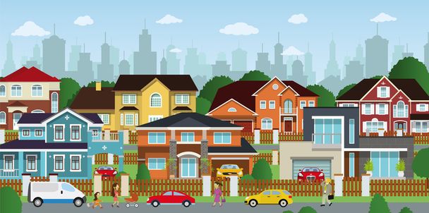 Life in the suburbs - Vector, Image