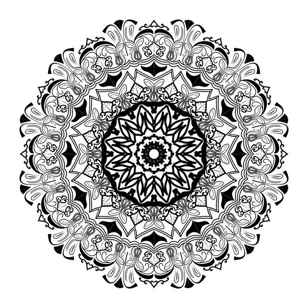 mandala fondo floral negro y motivo de estilo islámico diseño de garabato arabesco - Vector, imagen