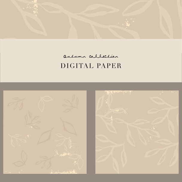Fundo feminino chique ou papel digital com padrão de folhas botânicas - Vetor, Imagem