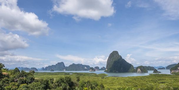 Top view of Phang Nga Bay from Samed Nang Chee Hill is popular view point for tourists in southern Thailand. - Photo, Image