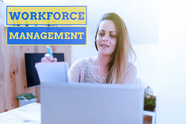 Handwriting text Workforce Management. Concept meaning use to optimize the productivity of its employees Social Media Influencer Creating Online Presence, Video Blog Ideas - Photo, Image