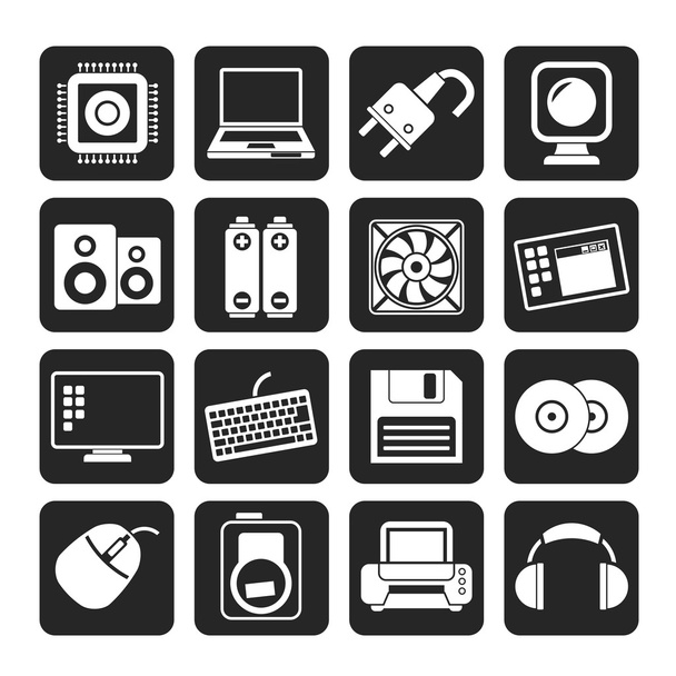 Silhouette Computer Items and Accessories icons - Wektor, obraz