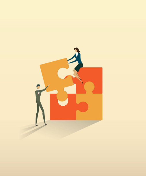 Les gens de travail d'équipe d'affaires partenariat reliant les éléments de puzzle. illustration vectorielle - Vecteur, image