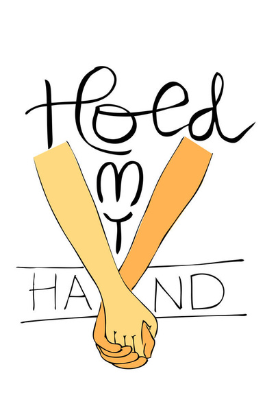 Simple Vector Hand Draw Sketch Lettering, Hold my Hand - Vector, Image