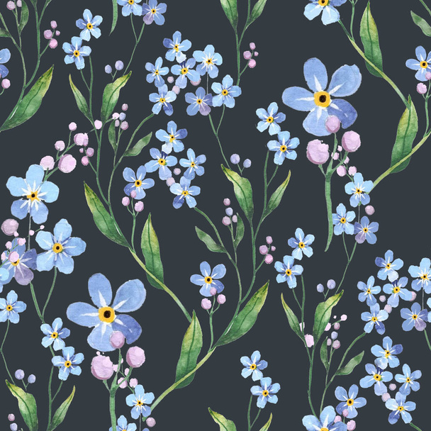 Blooming ditsy floral meadow seamless pattern. - Photo, Image