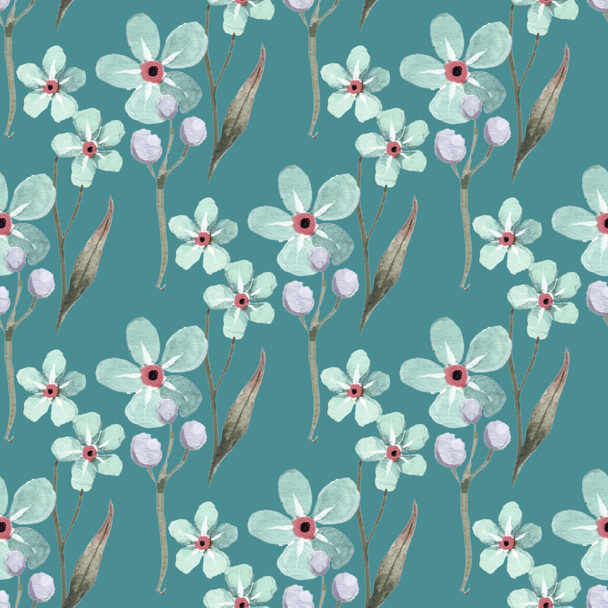 Blooming ditsy floral meadow seamless pattern. - Foto, imagen