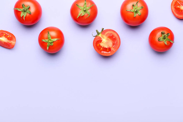 Fresh ripe tomatoes on color background - Фото, зображення