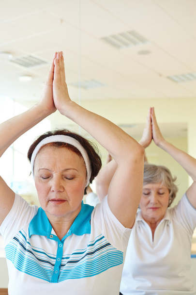 Yaşlı kadınlar Yoga egzersiz yaparak - Fotoğraf, Görsel