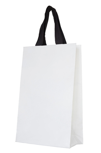 sac en papier blanc isolé sur blanc avec chemin de coupe
 - Photo, image