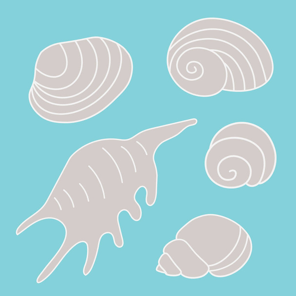 set van lineaire shell icons- vector illustratie - Vector, afbeelding