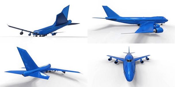 Ilustración 3d. Grandes aviones de pasajeros de gran capacidad para largos vuelos transatlánticos - Foto, imagen