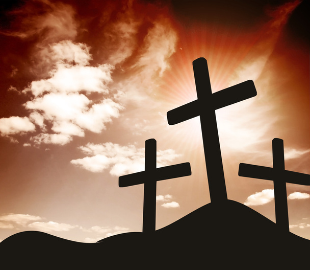Silhouette of three Crosses - Foto, Imagen