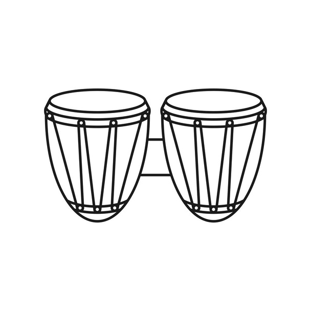 Tambor de mano africano o tambor de bongo en icono de vector - Vector, Imagen