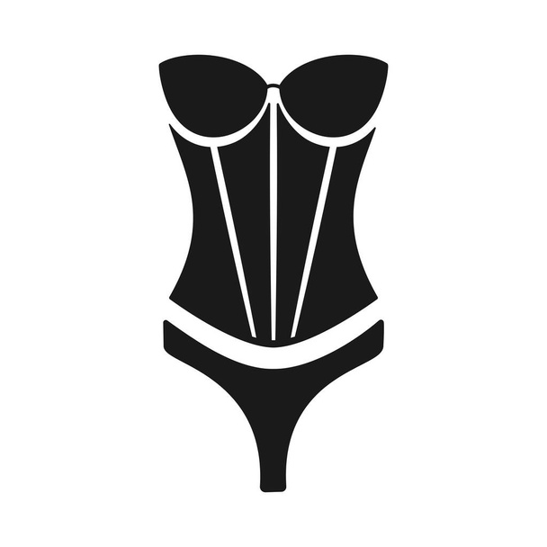 Lingerie κορσέ ή μπουστάκι με κορδόνι στρινγκ ως σέξι εσώρουχα που σε vector σιλουέτα - Διάνυσμα, εικόνα