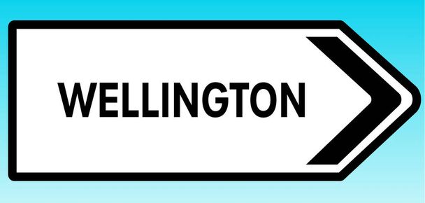 A graphic illlustration of a British road sign pointing to Wellington - Photo, image
