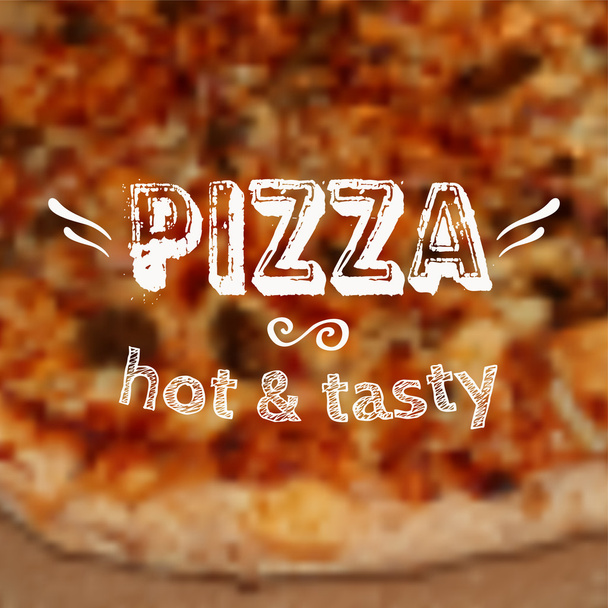 vectorillustratie met wazig pizza achtergrond en label. Ontwerpsjabloon. - Vector, afbeelding