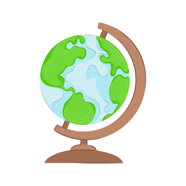 School globe isolated on white background. Vector vector illustration. Model of the Earth for graphics, clipart. - Vektör, Görsel