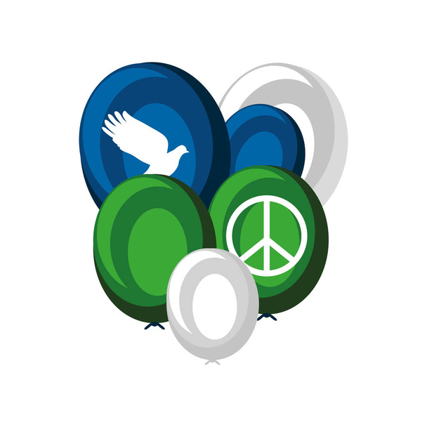 peace pigeon and balloons - Vector, Image