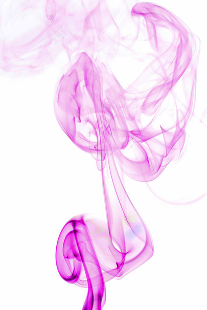 swirling movement of purple smoke group, abstract line Isolated on white background - Photo, Image