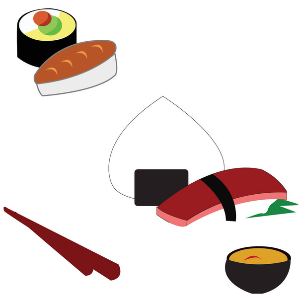 Diseño de ilustración simple de la comida tradicional japonesa con tema local - Vector, imagen