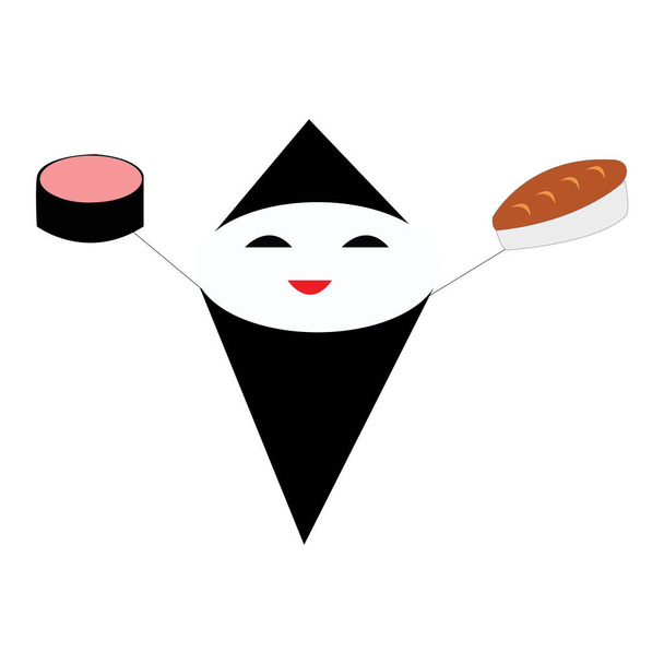 郷土料理をテーマにした和定食のシンプルなイラストデザイン - ベクター画像