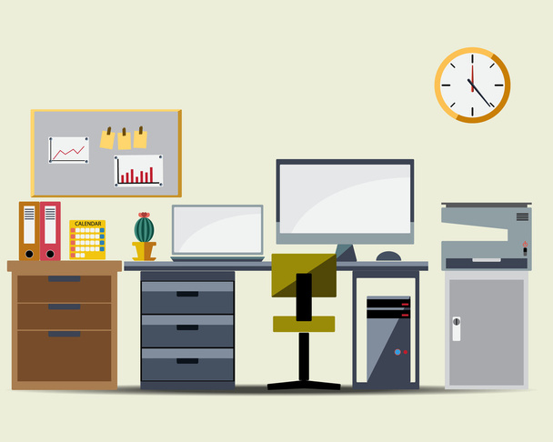 Office Working Table Icon - Vector, Image