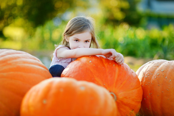 Girl embracing pumpkin - 写真・画像