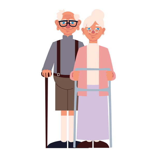 desenho animado vovô e avó - Vetor, Imagem