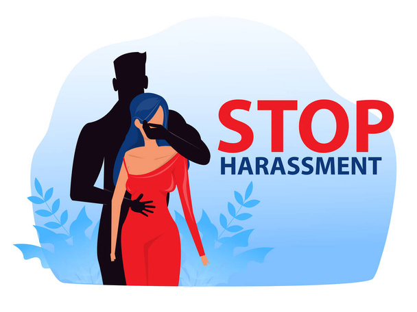  woman with stop harassment and abuse no sexual violence concept vector illustration - Vector, Image