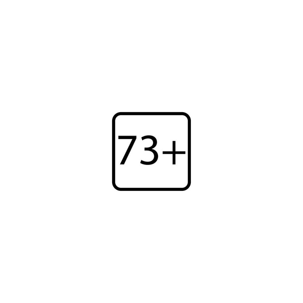 Возрастной предел семьдесят три плюс квадрат значок - Вектор,изображение