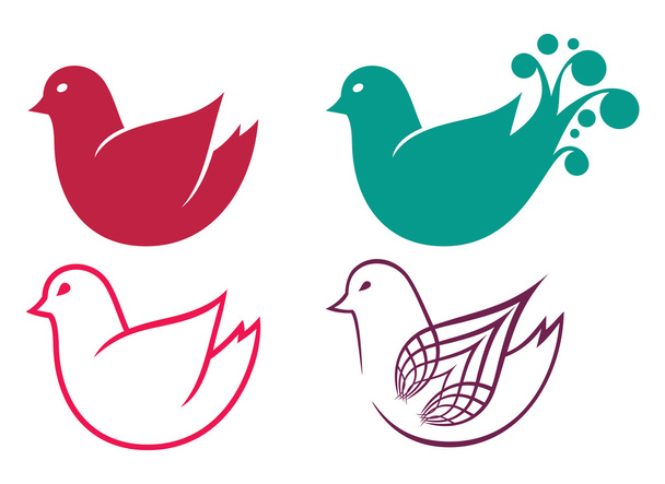 Set of cartoon doodle birds icons - Vektori, kuva
