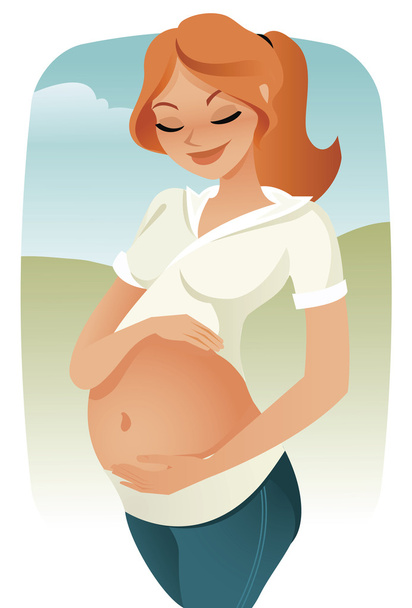 Mulher grávida tocando sua barriga
 - Vetor, Imagem