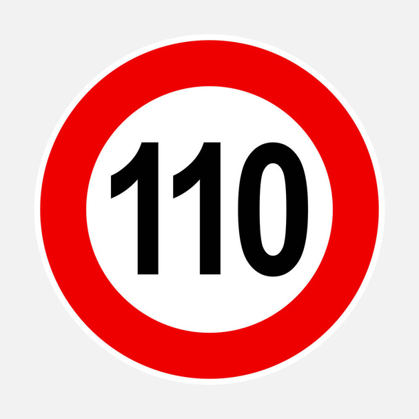 110 kilometrů nebo mil za hodinu maximální povolená rychlost červená značka - Sto deset rychlostních omezení dopravní značky upravitelné vektorové znázornění - Vektor, obrázek