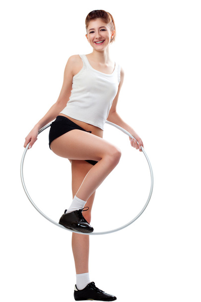 Young woman with hula hoop - Foto, Imagen