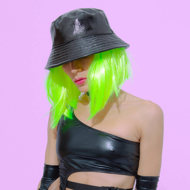 Fashion Girl. Cyberpunk Party style. Clubbing, streaming, halloween concept - Foto, Bild
