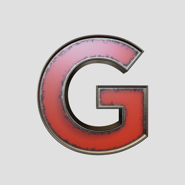 A koncepció vintage marquee felirat G betű készült elszigetelt fémből - 3D render - Fotó, kép