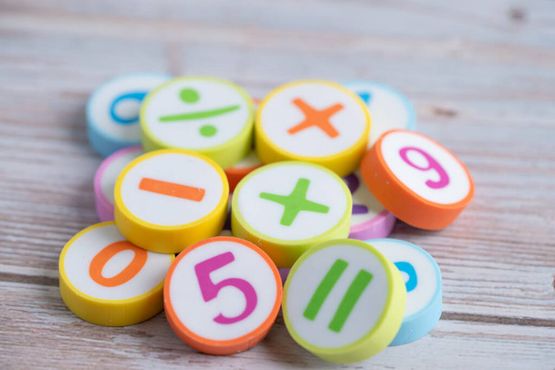 Math number colorful on white background, education study mathematics learning teach concept. - Valokuva, kuva
