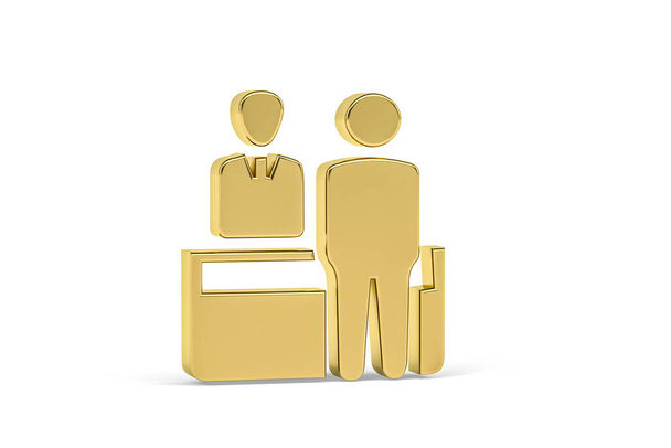 Icono recepcionista 3D dorado aislado sobre fondo blanco - 3D render - Foto, Imagen
