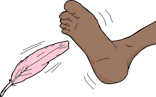 Pluma rosa cosquillas dedos de los pies
 - Vector, imagen